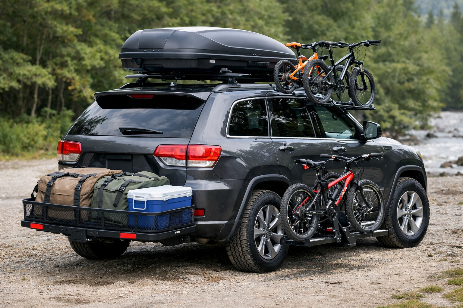 Mitä varusteita Jeep Grand Cherokee WK2:een perheelle ja raskaalle kuormalle