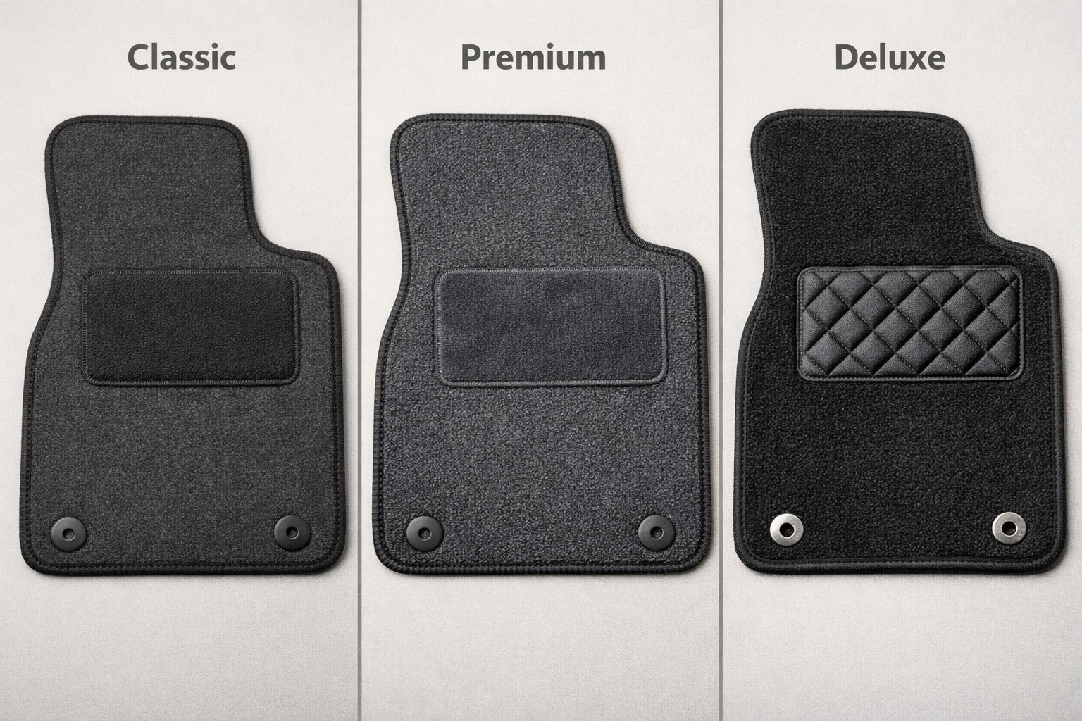 Tekstiilimatot Classic, Premium vai Deluxe: minkä tason valita