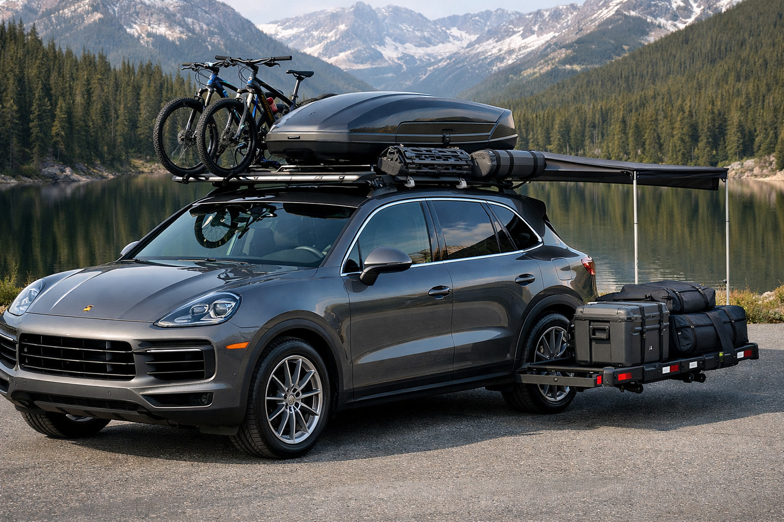 Mitä varusteita Porsche Cayenne 2018+ -malliin katolle ja reissuun