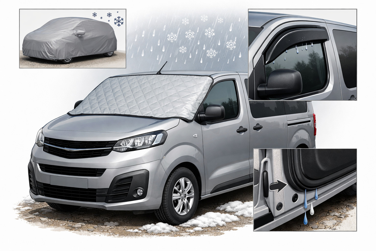 Näin suojaat Opel Vivaro 2019+ pölyltä, lumelta ja sateelta ulkopysäköinnissä