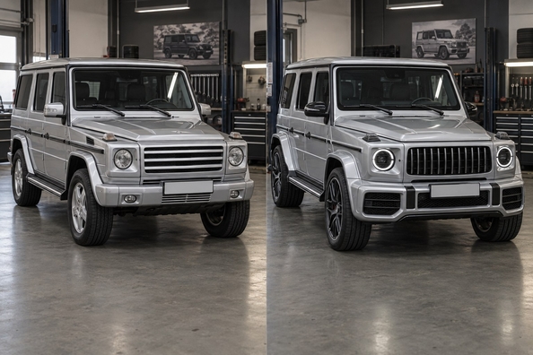Mercedes G-Class W463 G63 2018+ -tyylillä: mitä voi asentaa – puskurit, valot, peilit Kuva 1