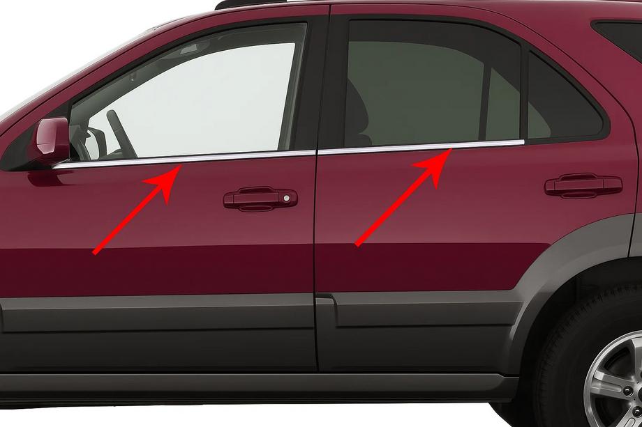 Kia Sorento I BL 2002–2009 Ikkunalistat (4 kpl, ruostumaton teräs) Carmos - turkkilainen teräs Image
