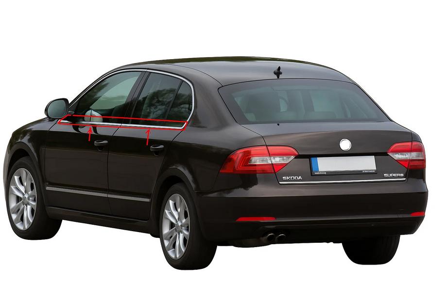 Skoda Superb 2009–2015 Ikkunalistat (4 kpl, ruostumaton teräs) Image