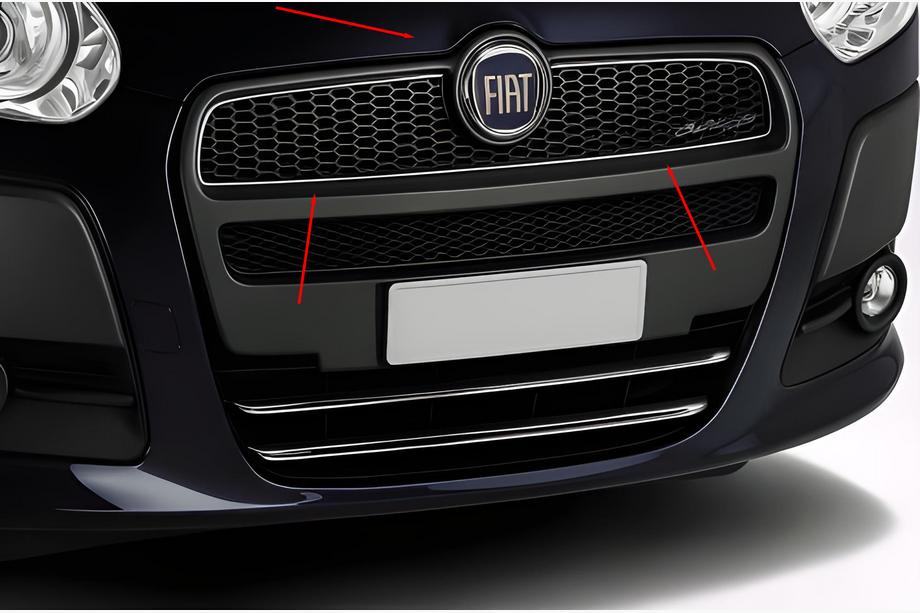 Fiat Doblo II 2010–2022 Jäähdyttimen säleikön peitelistat (2010-2015, yläosa, ruostumaton teräs) Image