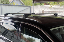 Volkswagen Passat B8 2015–2023 Lukittavat kattotelineen poikittaispalkit integroiduille kattokaiteille (2 kpl) Musta kuva 7
