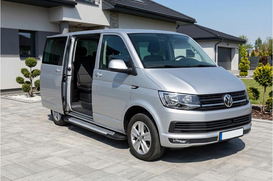 Volkswagen T6 2015–2024 Line-sivuporrassarja (2 kpl, alumiini) Lyhyt akseliväli Image