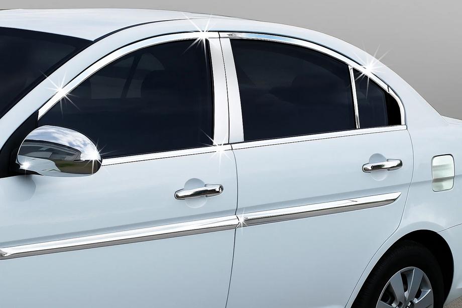 Hyundai Accent 2006–2010 Täydellinen ikkunalistojen sarja (14 osaa, ruostumaton teräs) Image