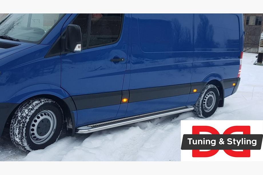 Volkswagen Crafter 2006–2016 Premium-sivuporrasputket (2 kpl, ruostumaton teräs) d60, lyhyt akseliväli Kuva 6