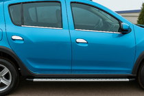 Renault Sandero 2007–2013 Ikkunoiden ulkoreunalistat (4 kpl, ruostumaton teräs) OmsaLine – italialainen ruostumaton teräs kuva 1