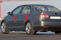 Volkswagen Jetta 2006–2011 Ikkunankehyksen ulkolistat (4 kpl, ruostumaton teräs) Carmos - turkkilainen teräs kuva 1