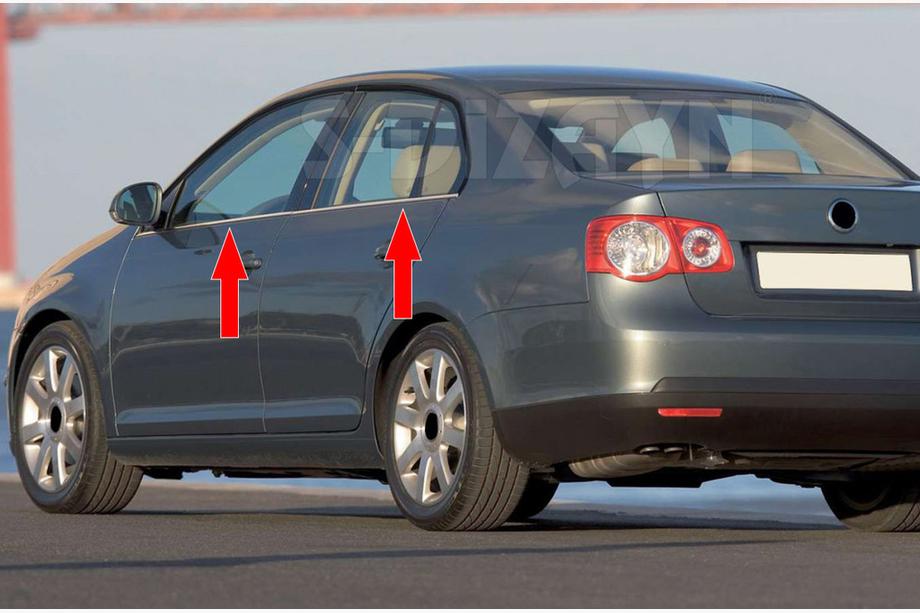 Volkswagen Jetta 2006–2011 Ikkunankehyksen ulkolistat (4 kpl, ruostumaton teräs) Carmos - turkkilainen teräs Image