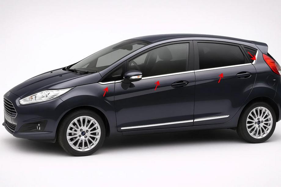 Ford Fiesta 2008–2017 Ikkunalistat (8 kpl, ruostumaton teräs) Image