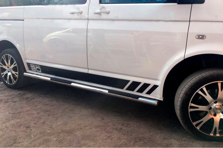 Volkswagen T5 Caravelle 2004–2010 Sivusuojaputket (2 kpl, ruostumaton teräs) 70 mm, pitkä akseliväli Kuva 8