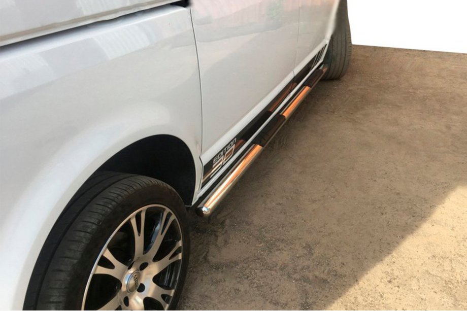 Volkswagen T5 Caravelle 2004–2010 Sivusuojaputket (2 kpl, ruostumaton teräs) 70 mm, pitkä akseliväli Kuva 11