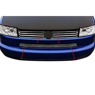 Puskurin säleikön listat "Suora konepelti" (3 kpl, ruostumaton teräs) Volkswagen T4 Transporter 1990–2003 kuva 1
