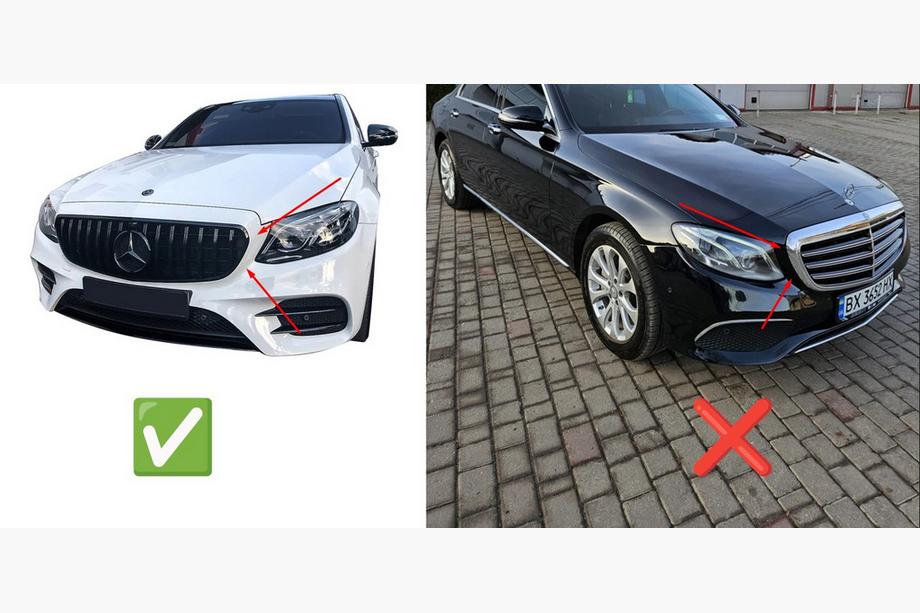 Mercedes E-class W213 2016–2023 Etusäleikkö Diamond Black (Avantgarde/AMG-Line/E43 AMG/E53 AMG 2016-2020) Ilman kameran paikkaa Kuva 5