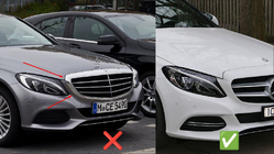 Mercedes C-class W205 2014–2021 Etusäleikkö Diamond Silver (Avantgarde/AMG-Line/C43 AMG) 2018+, kameralla kuva 6
