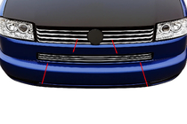 Volkswagen T4 Caravelle/Multivan 1990–2003 Puskurin säleikön listat "Suora konepelti" (3 kpl, ruostumaton teräs) kuva 1