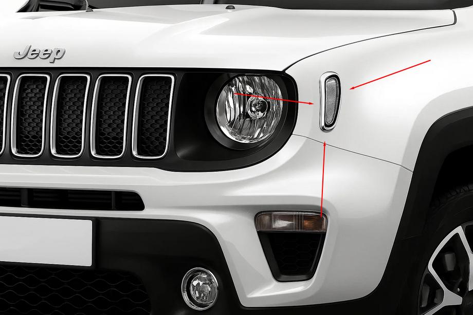 Jeep Renegade 2014– Kromilistat sivuvilkkuihin (2 kpl, ruostumaton teräs) Image