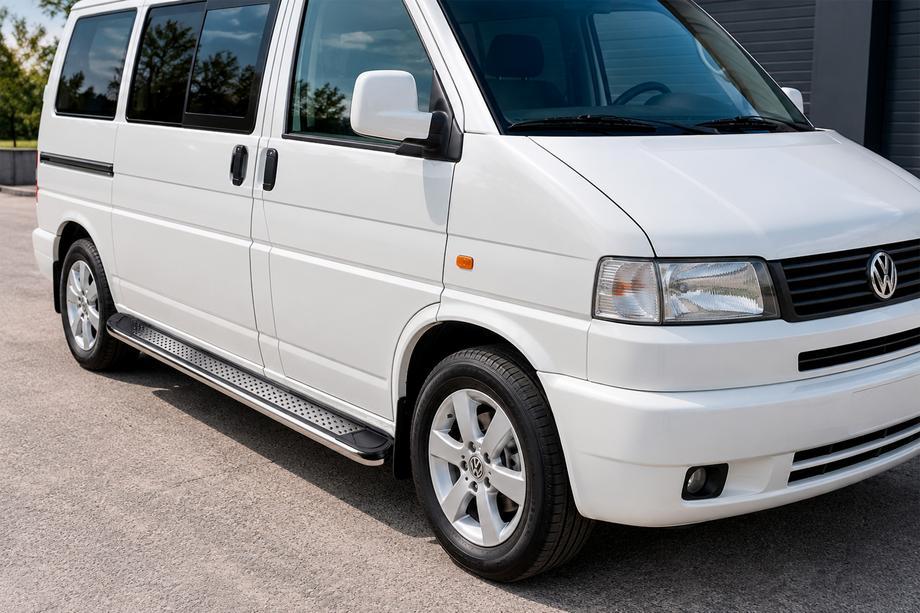 Volkswagen T4 Caravelle/Multivan 1990–2003 Maydos V2 sivuportaat (2 kpl, alumiini ↗ ruostumaton teräs) Image