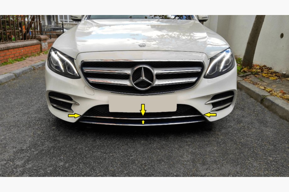 Mercedes E-class W213 2016–2023 Krominen suojalista etupuskuriin 2016-2019 (RST) Image