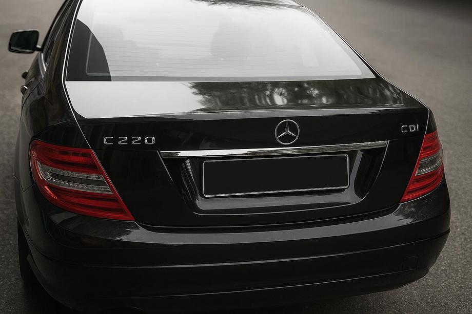 Mercedes C-sarja W204 2007–2015 Kromilista rekisterikilven yläpuolelle (ruostumaton teräs) Kuva 1