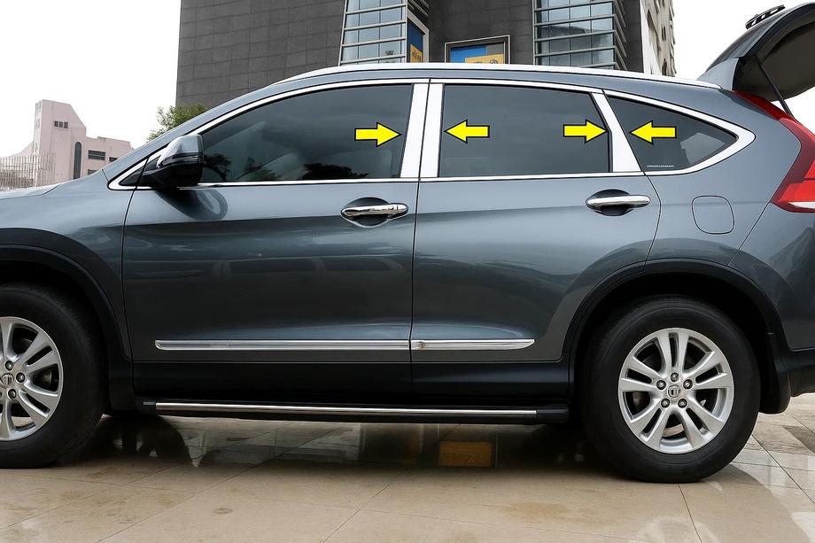 Honda CRV 2012–2016 Ovipilarien listat (6 kpl, ruostumaton teräs) Image