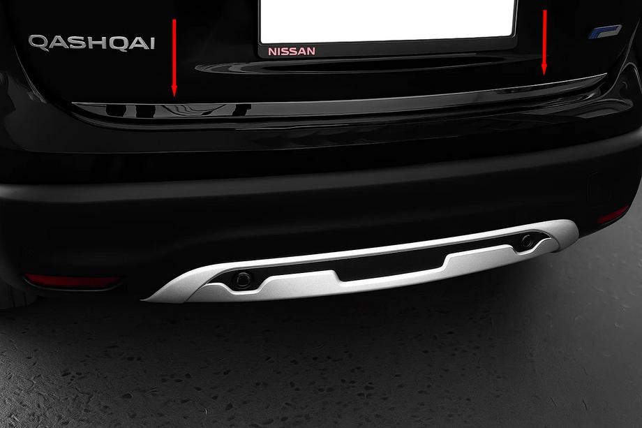 Nissan Qashqai 2014–2021 Takaluukun reunalista Musta kromi (ruostumaton teräs) Image