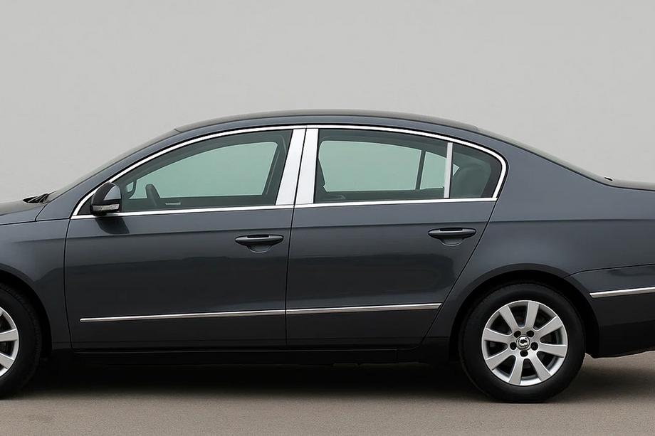 Volkswagen Passat B6 2006–2012 Ovipilarien kromilistat (SD, ruostumaton teräs) Image