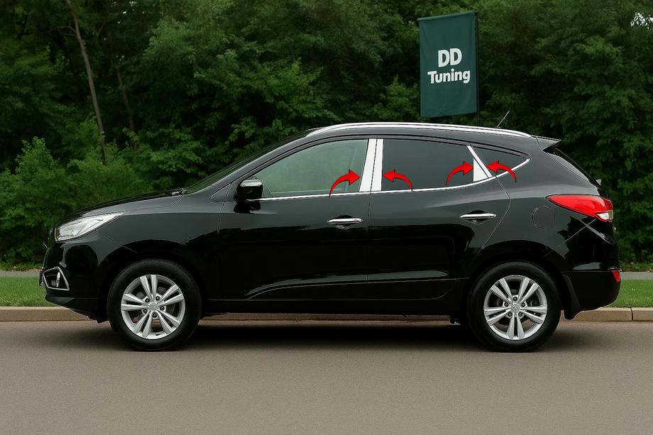 Hyundai IX-35 2010–2015 Ovipilarin listat (8 kpl, ruostumaton teräs) Image