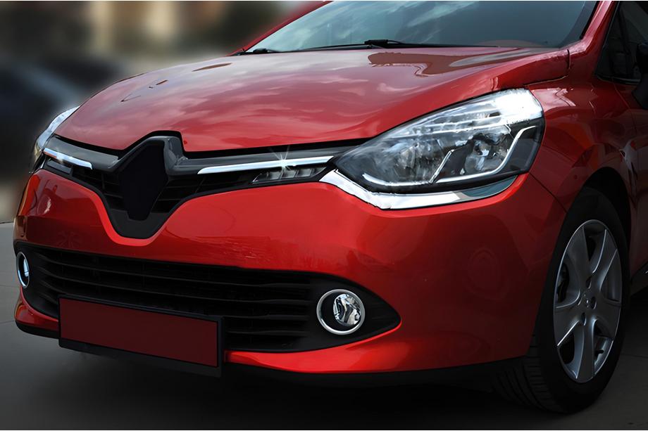 Renault Clio IV 2012–2019 OmsaLine jäähdyttimen säleikön koristelistat (2 kpl, ruostumaton teräs) Image