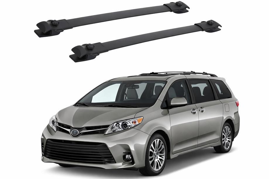 Toyota Sienna 2010–2020 Kattotelineen poikkitangot mustat kattokaiteisiin OEM (alumiini) Image
