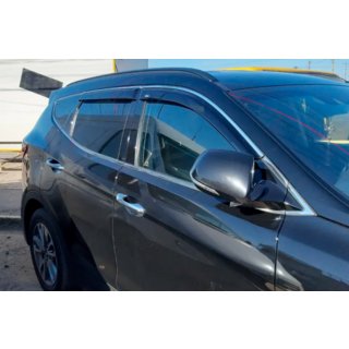 Sivulasien tuuliohjaimet kromilistalla (4 kpl, HIC) Hyundai Santa Fe 3 2012–2018 kuva 1