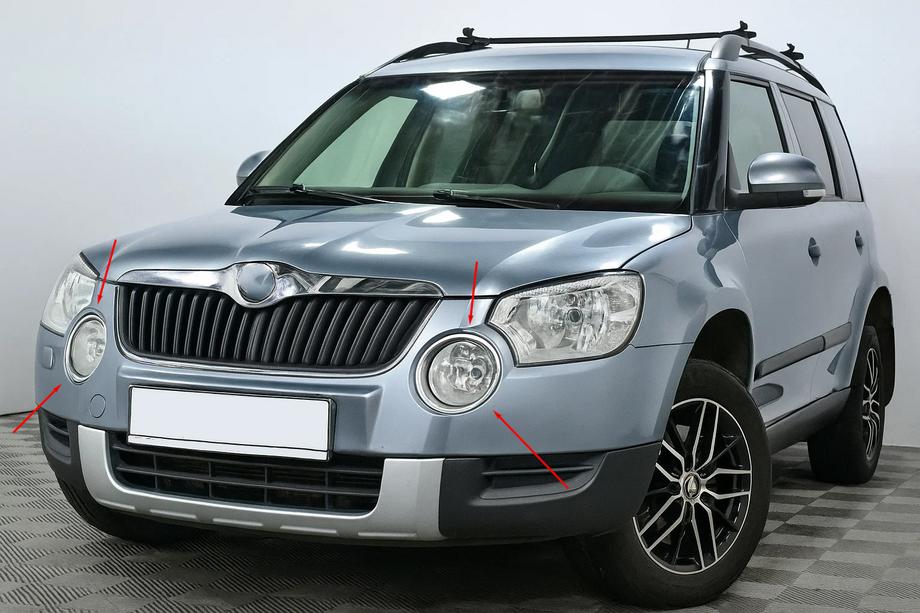 Skoda Yeti 2009–2017 Kromatut sumuvalon kehykset (2009-2013, 2 kpl, ruostumaton teräs) Image