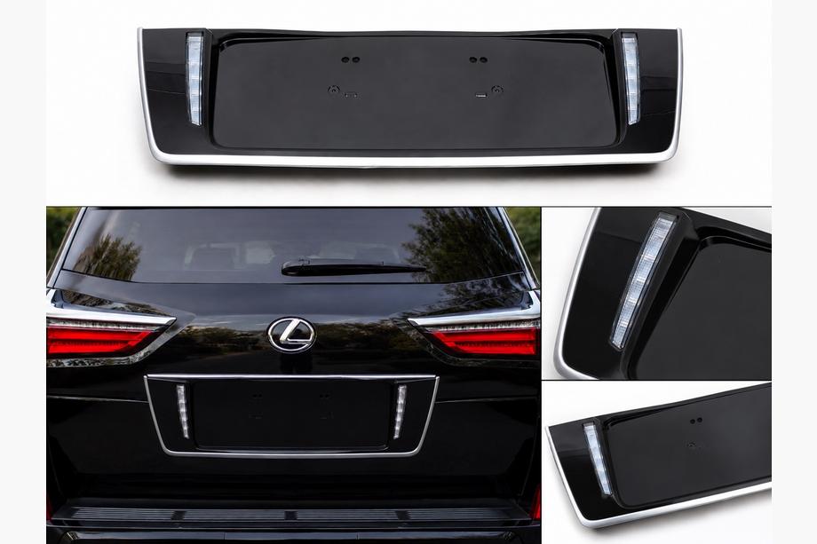 Lexus LX570/450d 2008–2022 Taka rekisterikilven teline LED-valaistuksella (2007-2023) Musta väri Image