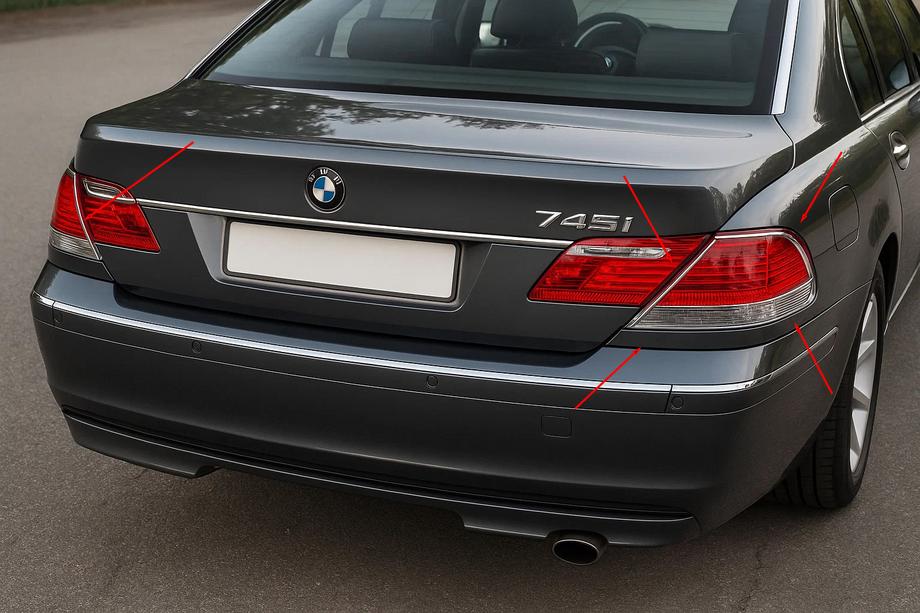 BMW 7-sarja E65/66 2001–2008 Takavalojen kromikuoret (2 kpl, ABS) Image