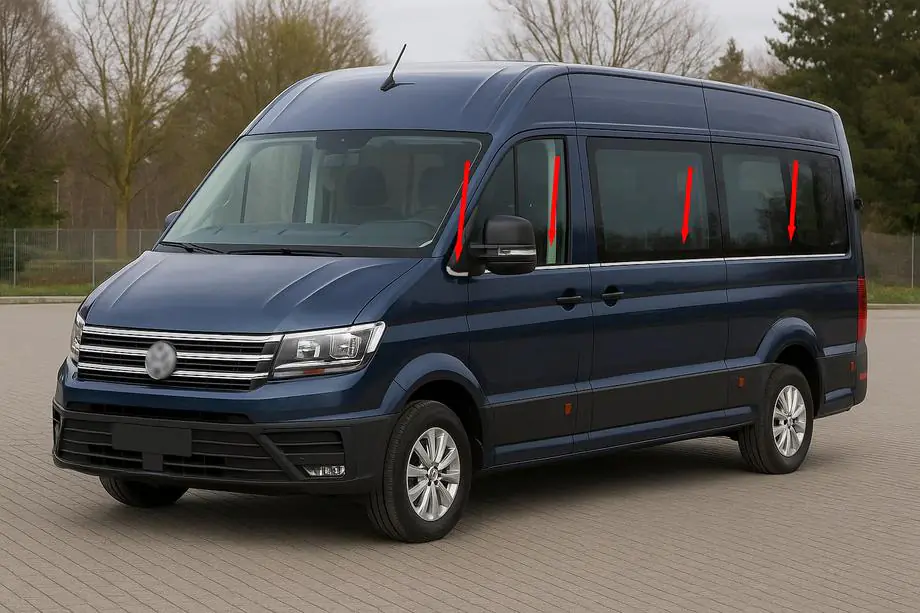 Volkswagen Crafter 2016– Alaikkunalistat, keskipitkä akseliväli (8 kpl, ruostumaton teräs) Image