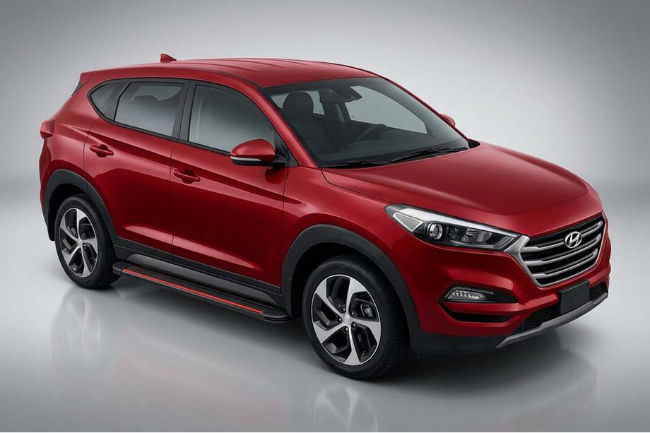 Hyundai Tucson TL 2016–2021 Maya Red-Black sivuportaat (2 kpl, alumiini) Image