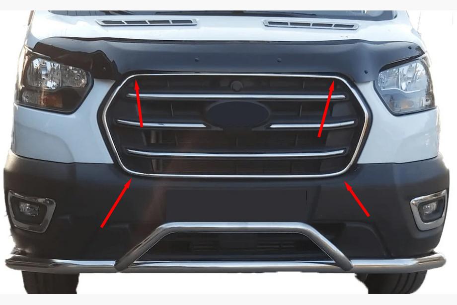 Ford Transit 2014– Etumaskaran kehyslistat (2019+, 4 kpl, ruostumaton teräs) Carmos - turkkilainen teräs Image