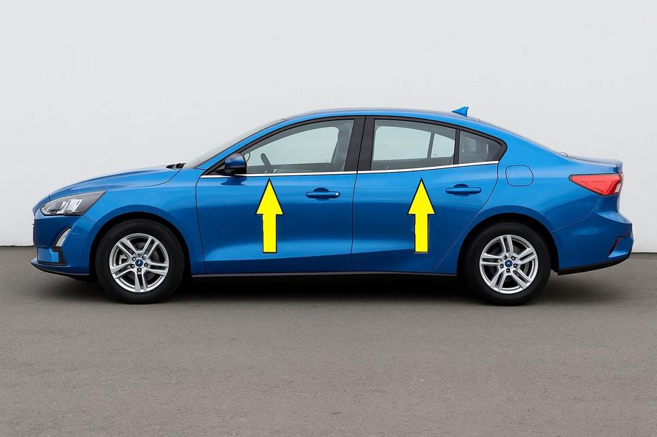 Ford Focus IV 2018– OmsaLine HB, SD ikkunalistat alareunaan, ruostumaton teräs (4 kpl) Carmos - turkkilainen teräs Image
