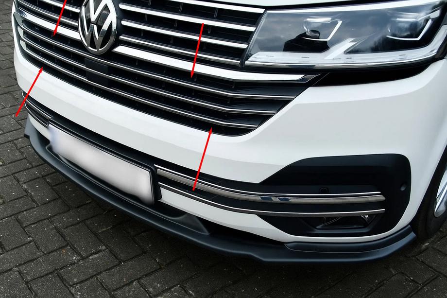 Volkswagen T6 2015–2024 Kromiset säleikön listat 2019+ (5 kpl, ruostumaton teräs) Image