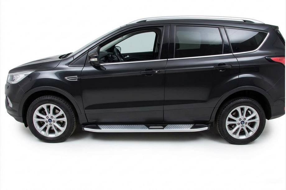Ford Kuga/Escape 2013–2019 Mevsim Grey sivuporrastangot (2 kpl, alumiini) Mustilla ovilistoilla Image