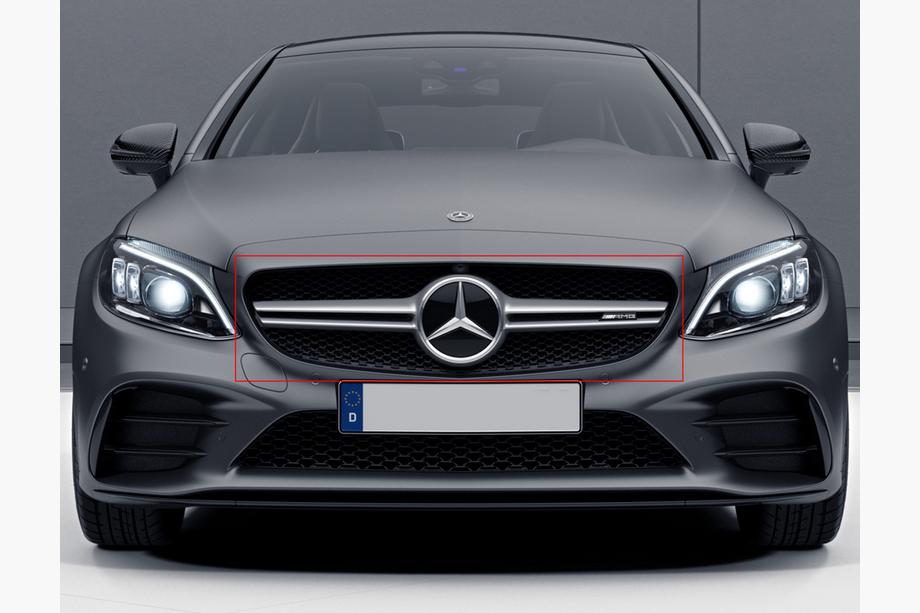 Mercedes C-class W205 2014–2021 AMG Silver -etumaski (Avantgarde/AMG-Line/C43 AMG) Image