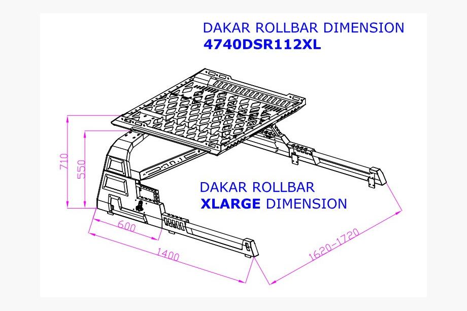 Volkswagen Amarok 2010–2022 Dakar-rollbar telinekorilla (rullakannen kanssa) Kuva 5