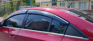 Chevrolet Cruze 2009–2015 Ikkunatuuliohjaimet kromilistalla (4 kpl, Sunplex Chrome) kuva 2