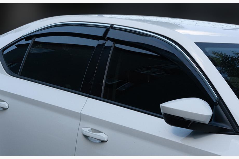 Skoda Superb 2015–2024 Sivulasi tuulenohjaimet kromilistalla SD (4 kpl, Sunplex Chrome) Image