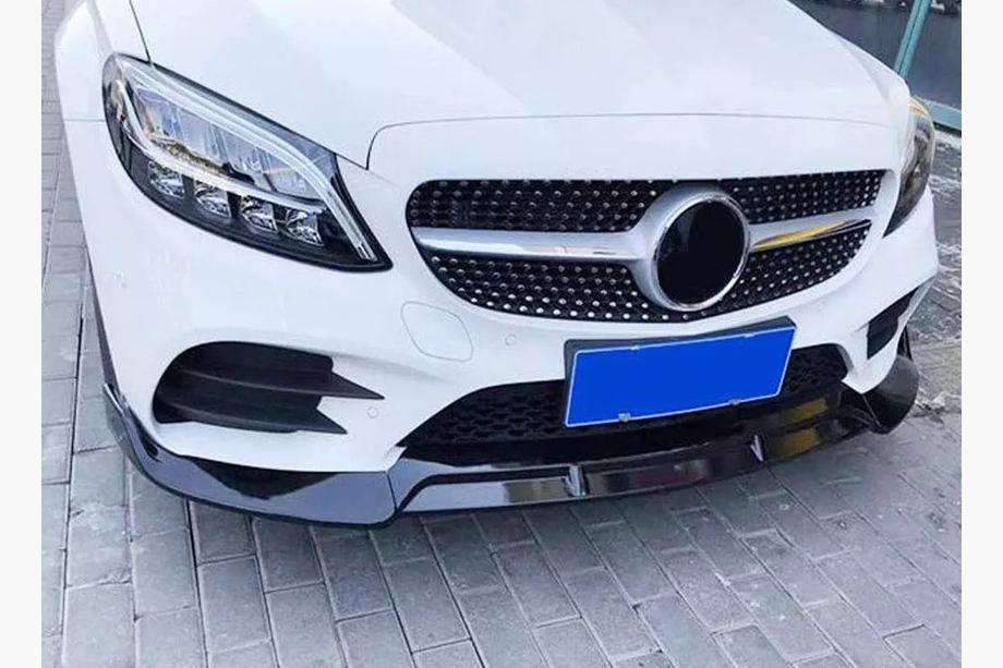 Mercedes C-class W205 2014–2021 Etupuskurin lip-spoileri V2 1234 Upgrade (musta, 2018-2021) Image