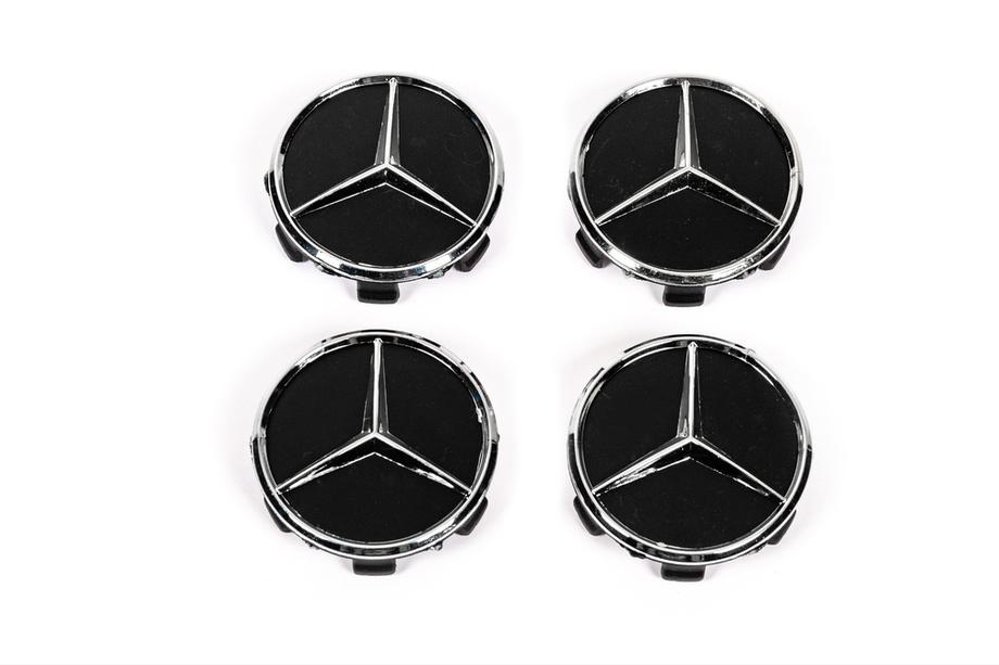 Mercedes-Benz Vanteen keskikupit 71/75 mm ilman rengasta (4 kpl, musta V1) Image