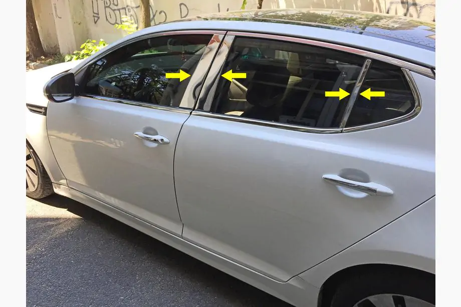 Kia Optima 2010–2016 Ovipilarien listat (6 kpl, ruostumaton teräs) Image