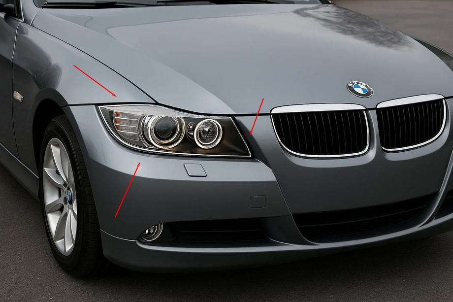 BMW 3-sarja E90/E91 2005–2011 Ajovalojen kromilistat (2 kpl, muovi) Image